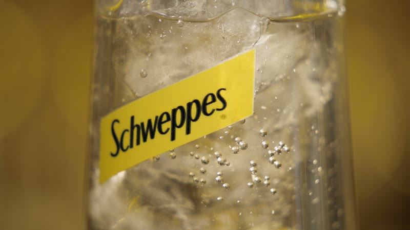 Schweppes Ginger Ale glass and bubbles, edited and finished by Linescope from supplied footage